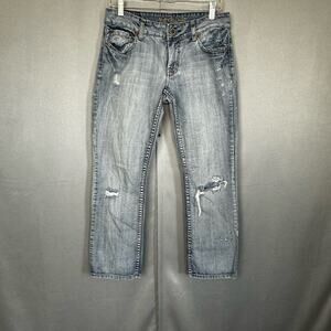 Women's Retro American Eagle Light Was Distressed Hipster Denim Jeans- Size 6 R